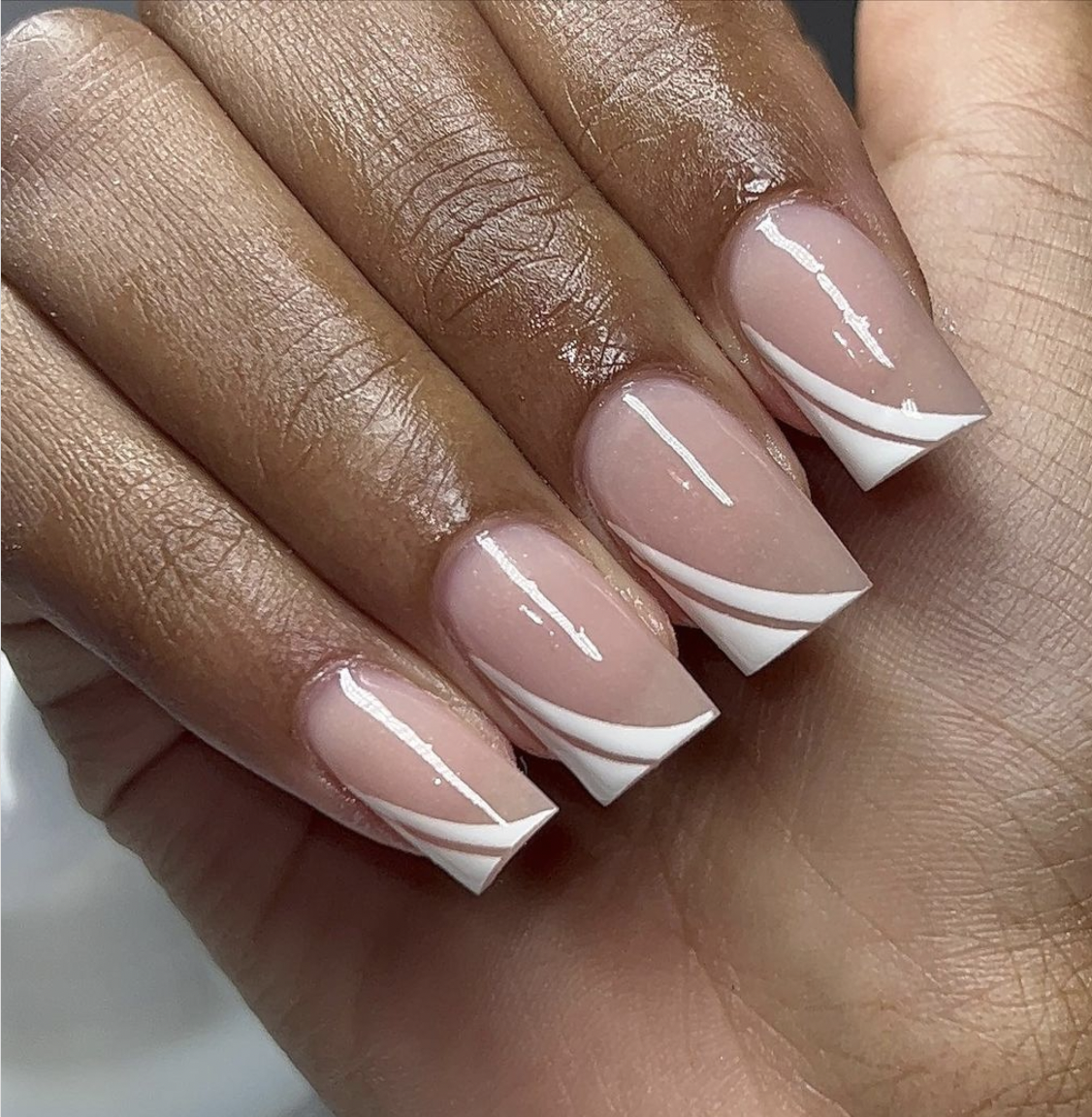 Acrylic | White nails with gold, Gold gel nails, French tip acrylic nails