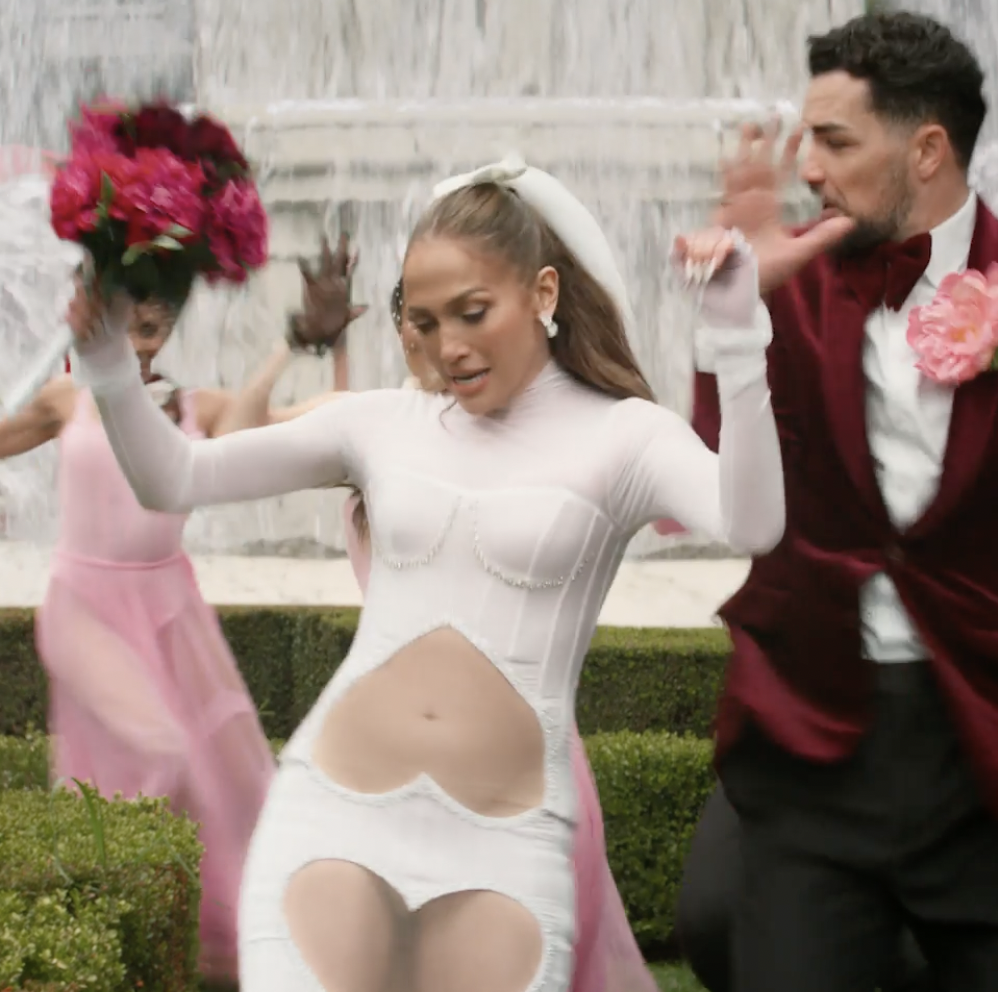J.Lo Wears a Wedding Dress With Daring Heart-Shaped Cut-Outs in Her 