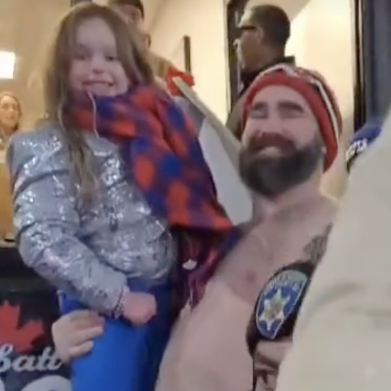 Watch Jason Kelce Lift a Young Fan to Meet Taylor Swift During the Chiefs vs Bills Game