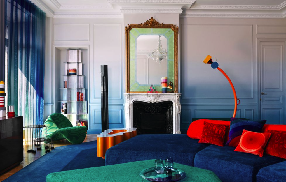 Illusion Blue Fabric, Wallpaper and Home Decor