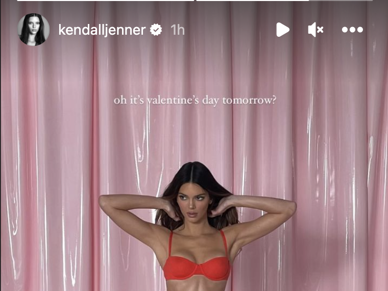 Kendall Jenner Gets Ready for Valentine's Day in a Red Lingerie Set