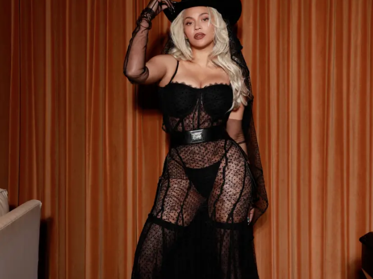 Beyoncé's Poses in Sheer Lingerie and a Cowboy Hat on Valentine's Day