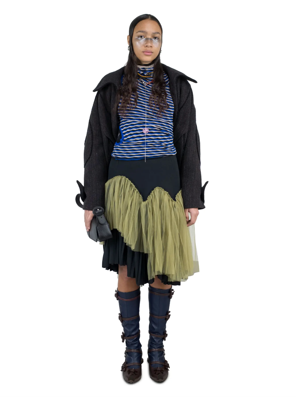a person in a black jacket and boots
