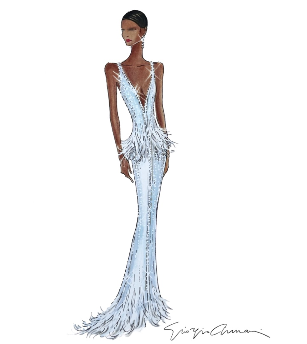 micaela erlanger sketch of 2024 oscars gown for lupita nyongo