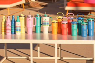 a group of bottles on a table