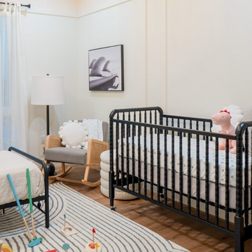 a baby crib in a room