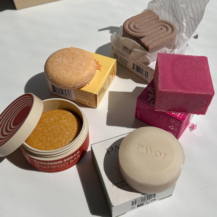 Best Shampoo Bars a group of opened shampoo bars on a table
