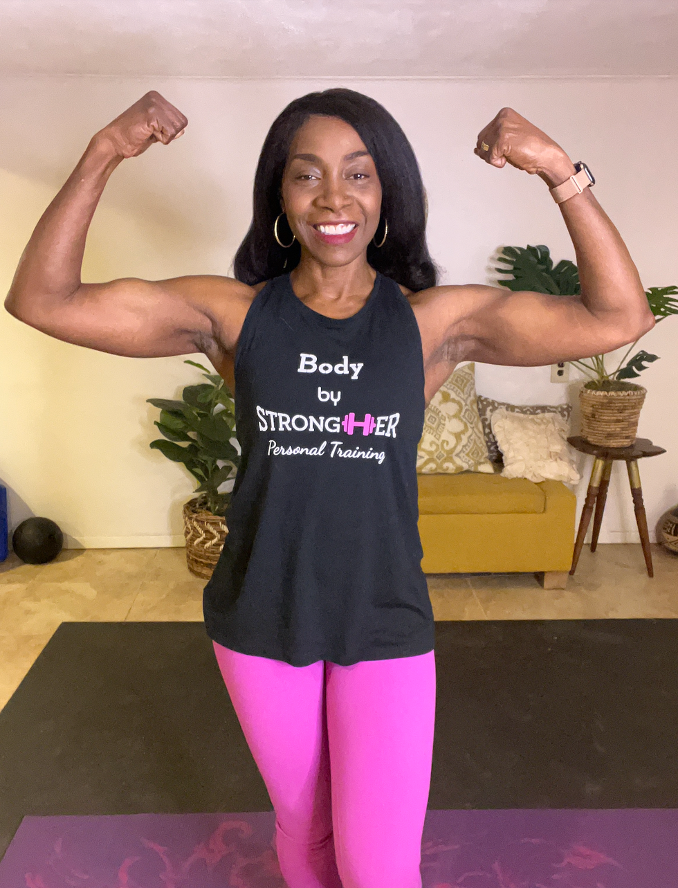 patricia greaves flexing her biceps