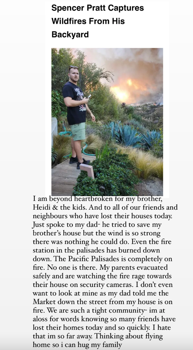 spencer pratt discussing wildfires affecting his community