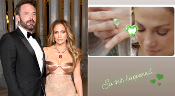 couple at an event with notable jewelry and a celebration of an engagement or significant moment