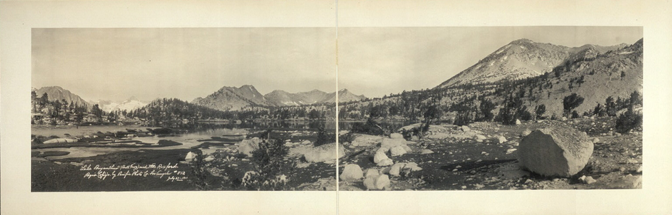 Kings Canyon National Park, Circa 1911 Op deze panoramafoto zijn Lake Bryanthus en Mount Rixford in het Kings Canyon National Park in California te zien Het in 1940 tot nationaal park uitgeroepen Kings Canyon en het naburige Sequoia National Park dat al in 1890 die titel kreeg worden sinds 1943 gezamenlijk beheerd