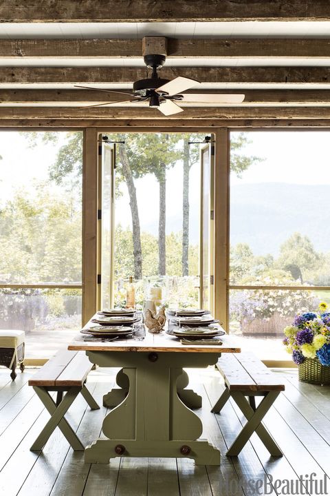 screened in porch ideas with dining table
