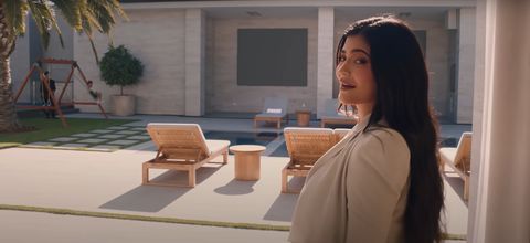 kylie jenner has a pool in the middle of her los angeles mansion, as seen in her 73 questions video for vogue