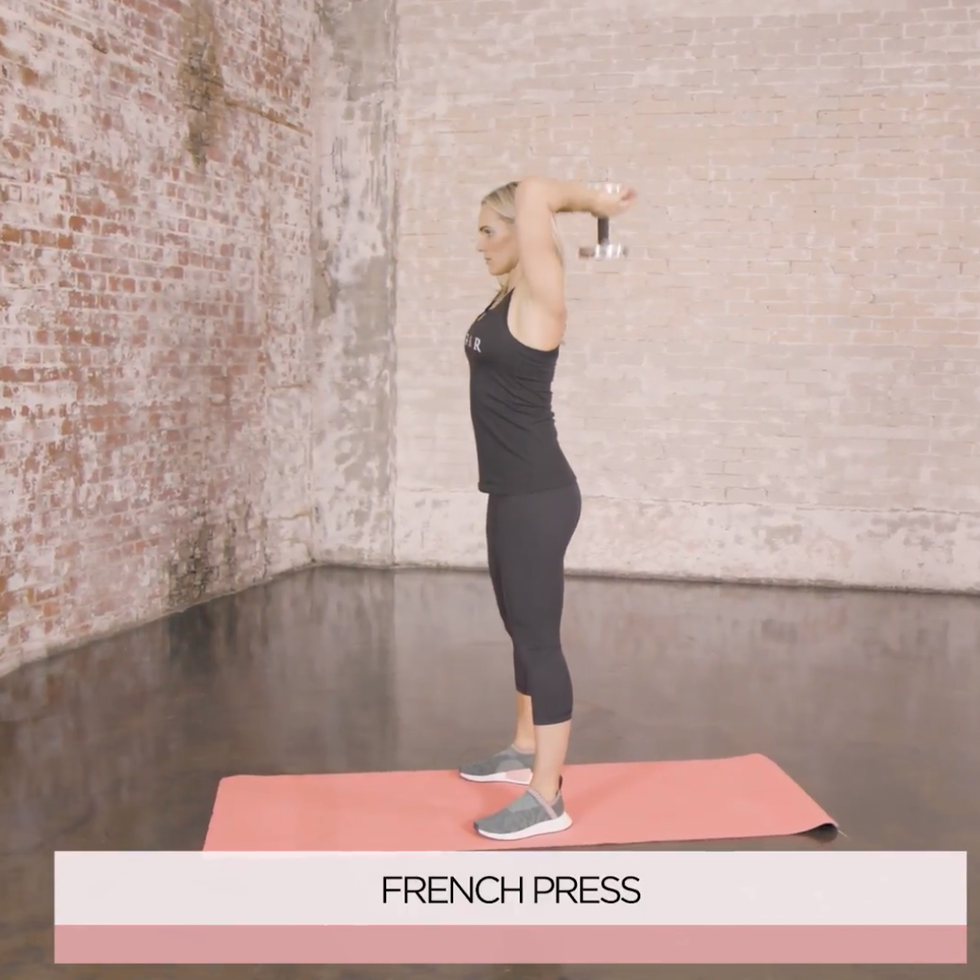 dumbbell arm workout, french press
