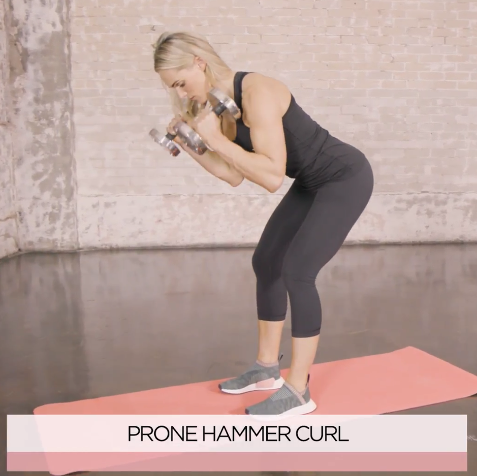 best dumbbell arm workout, prone hammer curl 