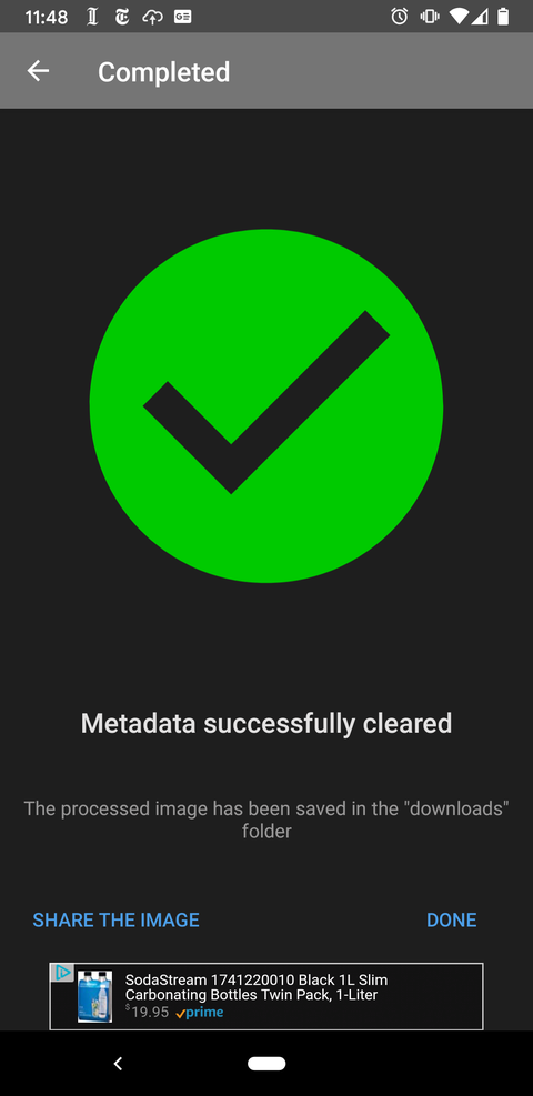 a screenshot of the photo metadata remover app