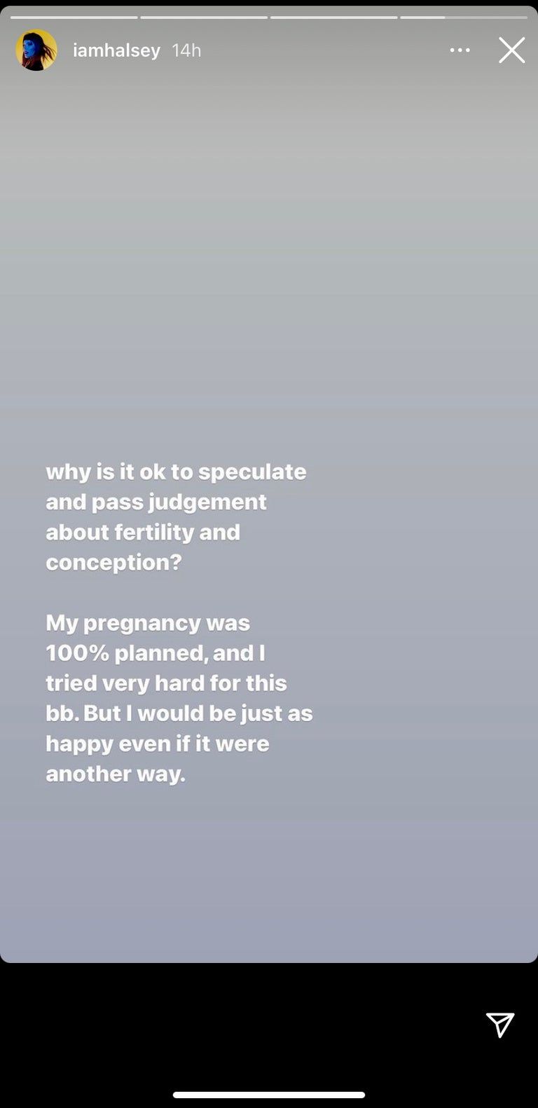 halsey instagram story about planned pregnancy
