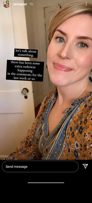 erin napier's instagram story asking to stop rude comments