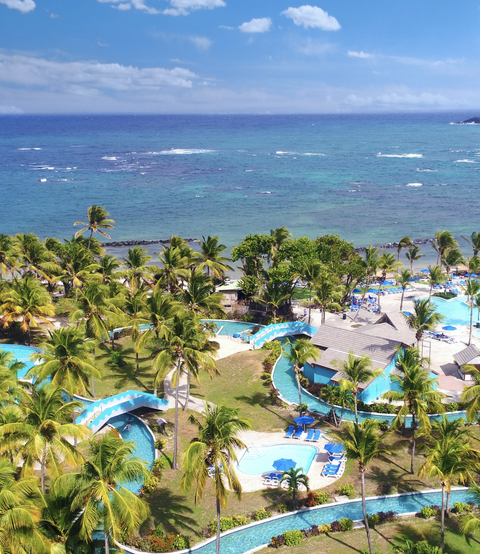 the many beachside pools at coconut bay beach resort and spa, a good housekeeping pick for best all inclusive family resorts