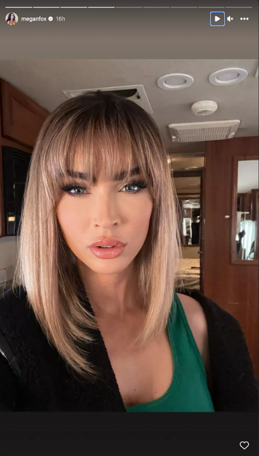 megan fox blonde bob with bangs instagram