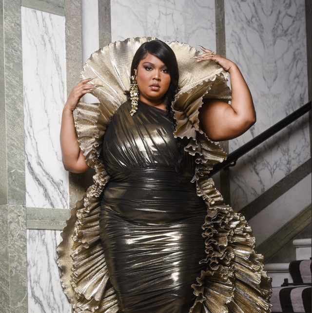 Lizzo is a Work of Art in a Metallic Ruffle Dress at the 2023 BRIT