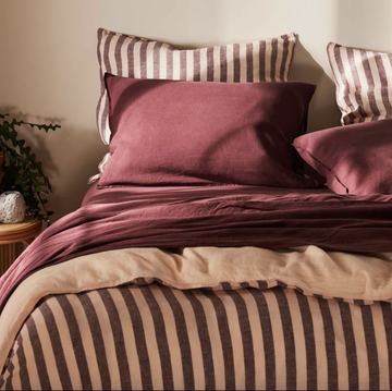 raisin colored washed linen sheets