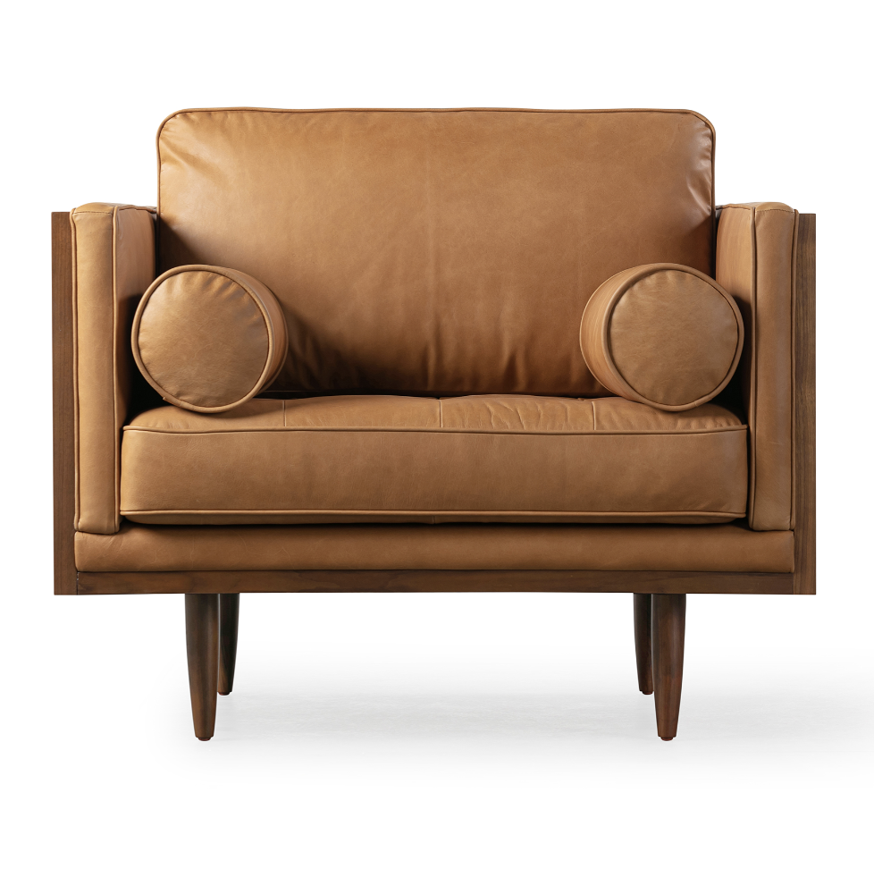 a brown leather chair