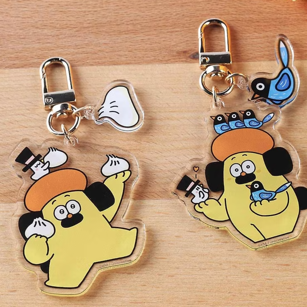 a group of keychains