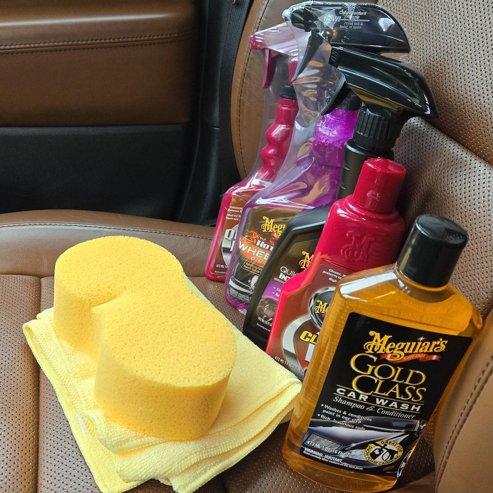 cleaning sprays inside a car