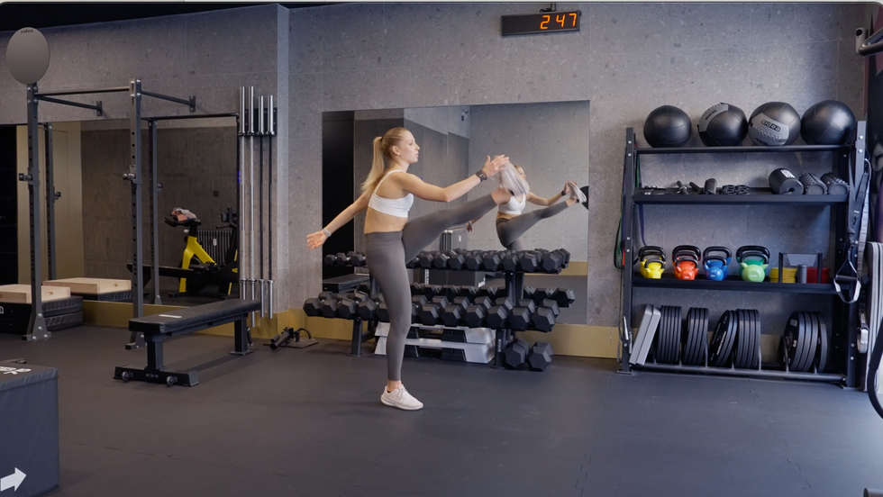 a person dancing in a gym