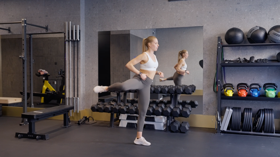 a person working out in a gym