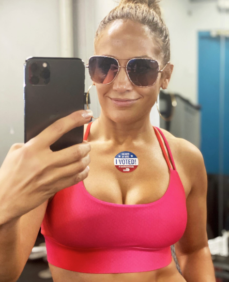 jlo i voted gym selfie