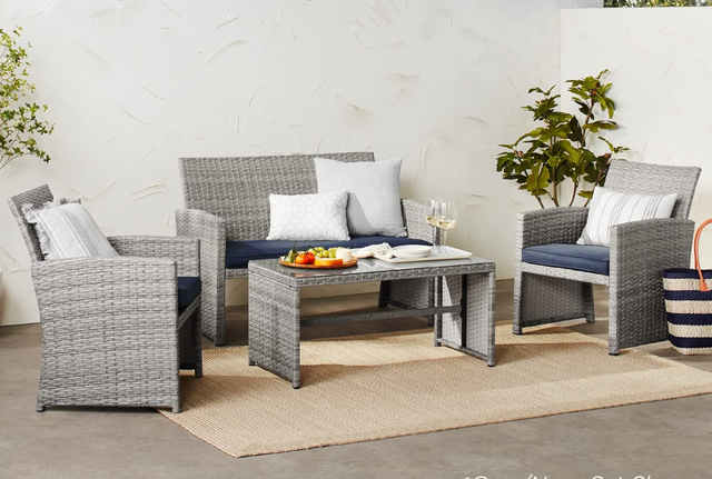 best choice products 4piece outdoor wicker patio conversation furniture set