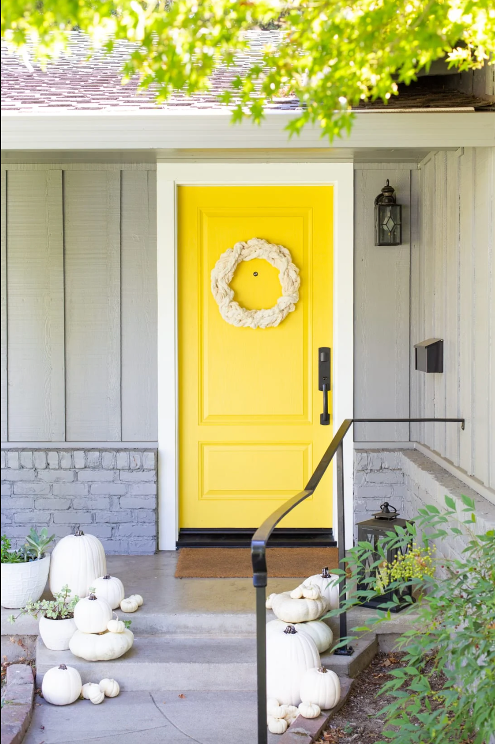 a yellow front door