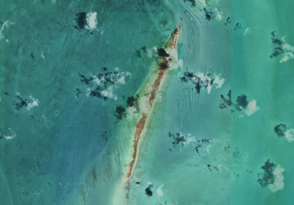 screenshot of blackadore caye, belize on google earth