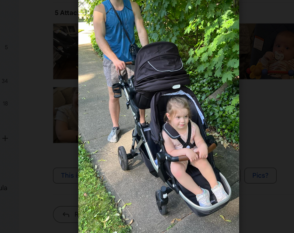 a toddler and a newborn ride in the mockingbird single to double stroller, part of a good housekeeping institute home test