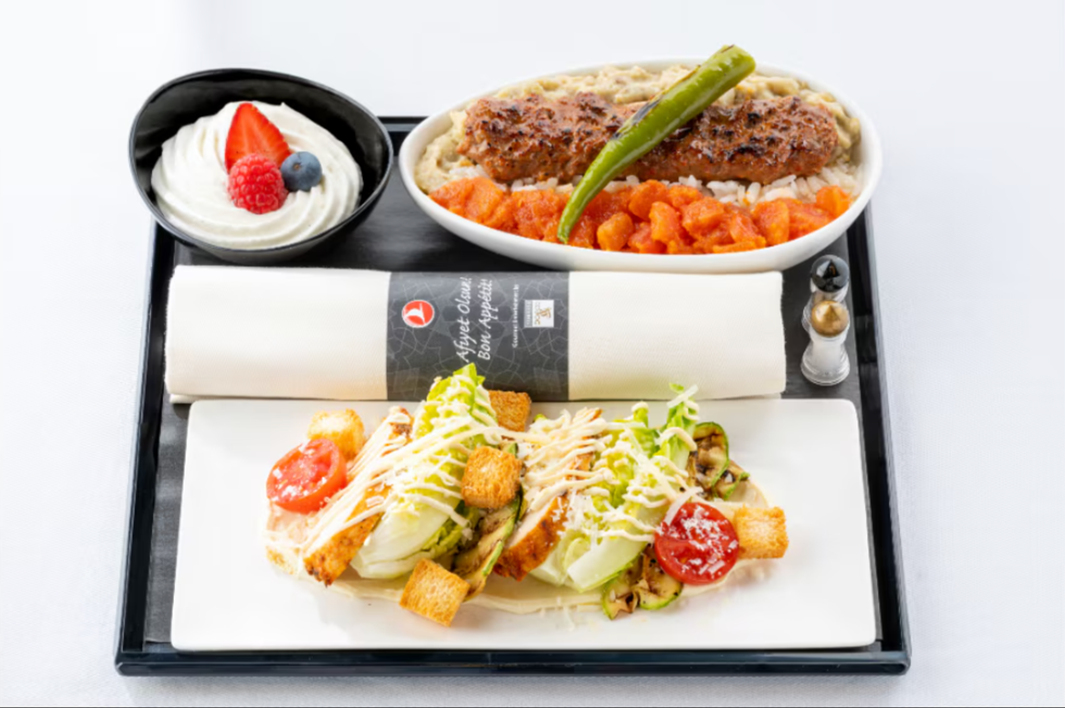 a tray with food on it