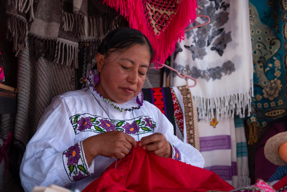 a person knitting