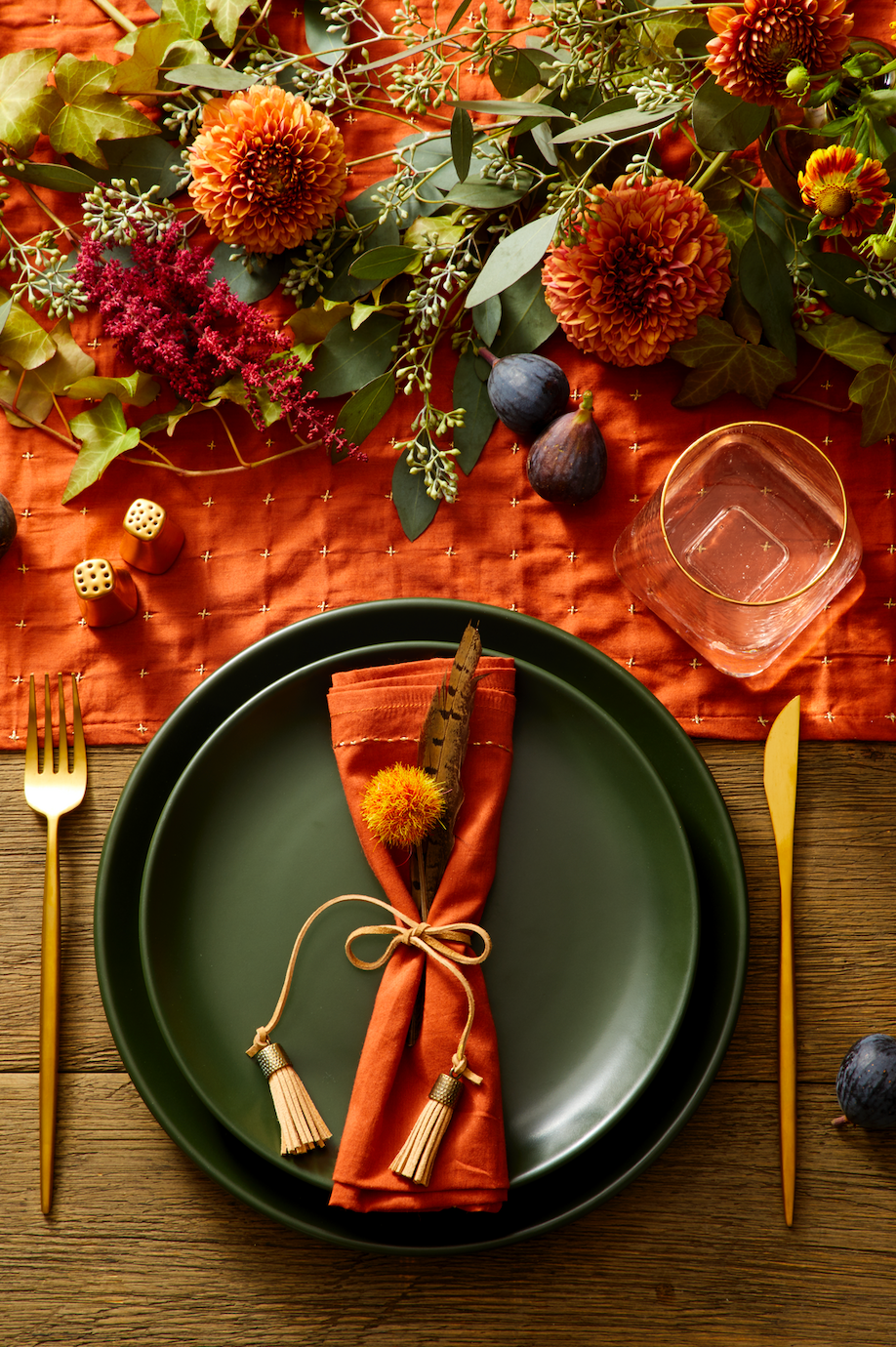 fall table setting with tassels