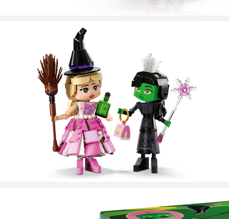 elphaba and glinda figures from lego, inspired by the movie wicked