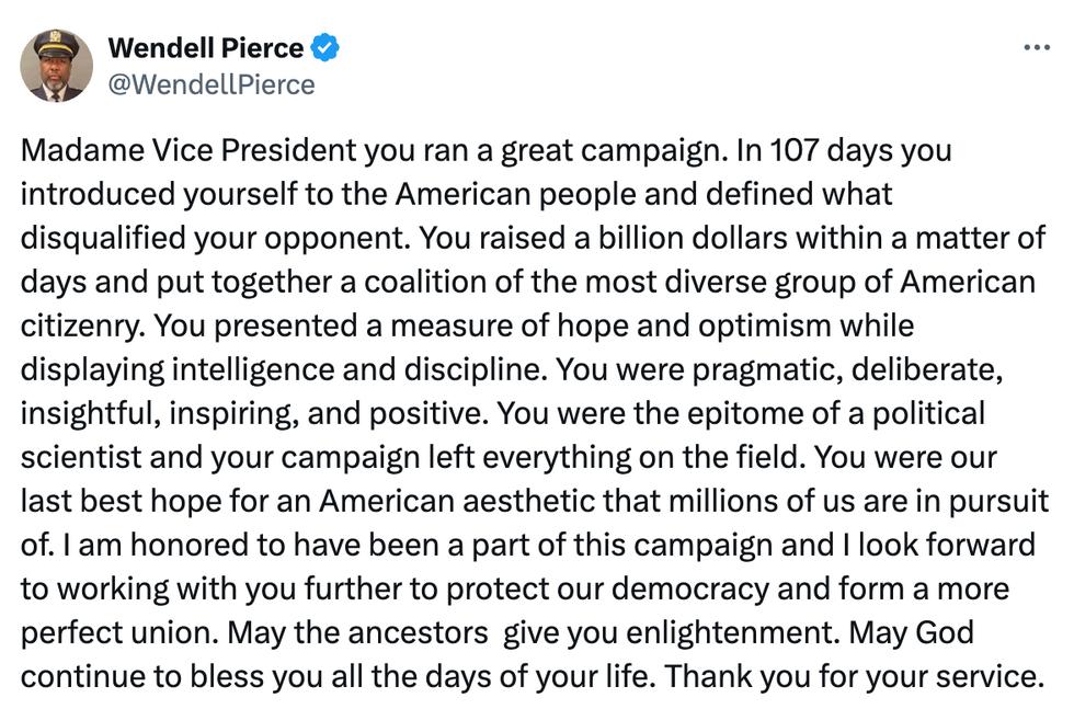 a tweet expressing praise and support for a political figure