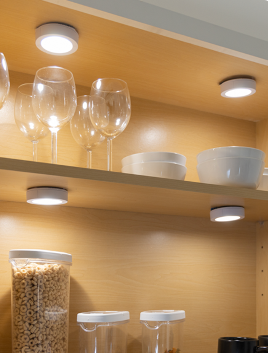 pantry with ge wireless led puck lights