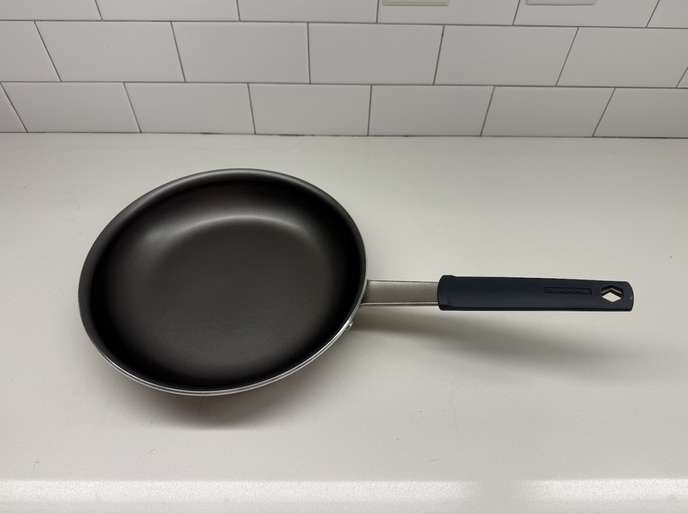 nonstick frying pan on a counter