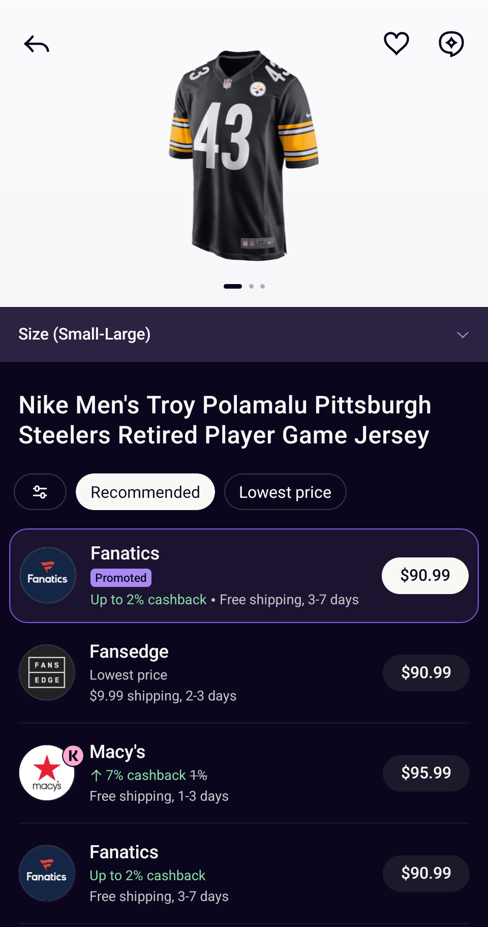 mens nfl jersey featuring troy polamalu and pittsburgh steelers branding