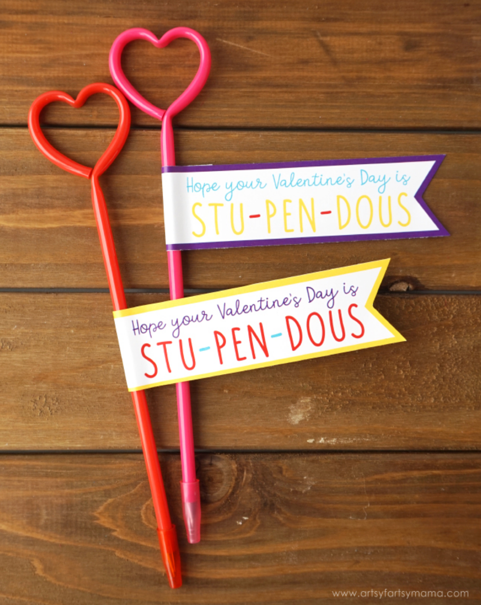 valentines day themed pens with heartshaped tops and decorative messages