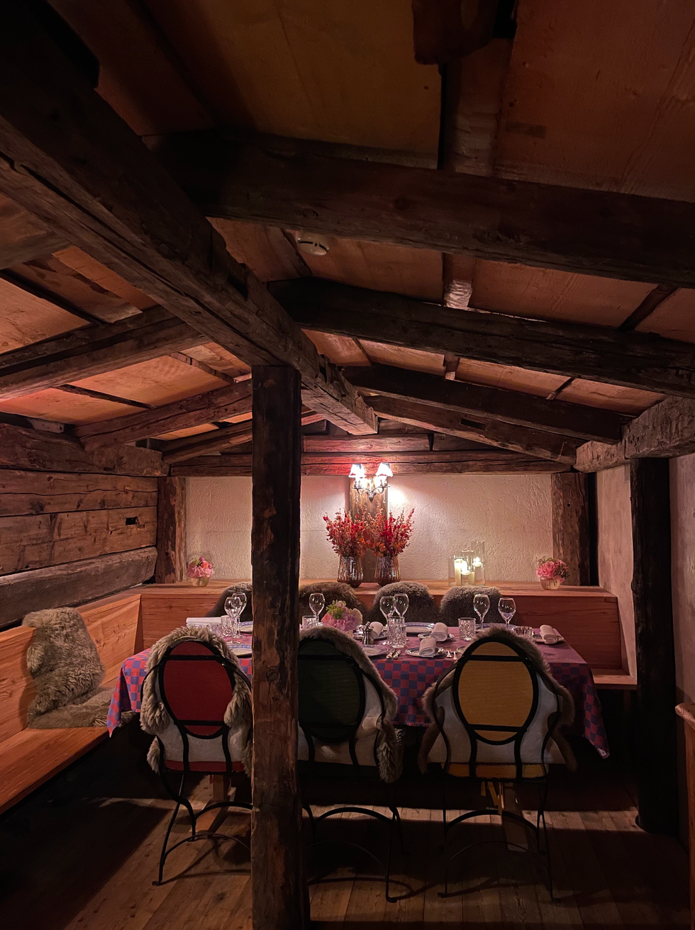 the dining shed in the wine cellar is a super cozy setting for private meals