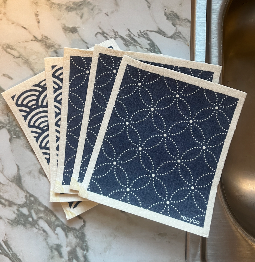 set of reusable patterned dishcloths made of biodegradable materials