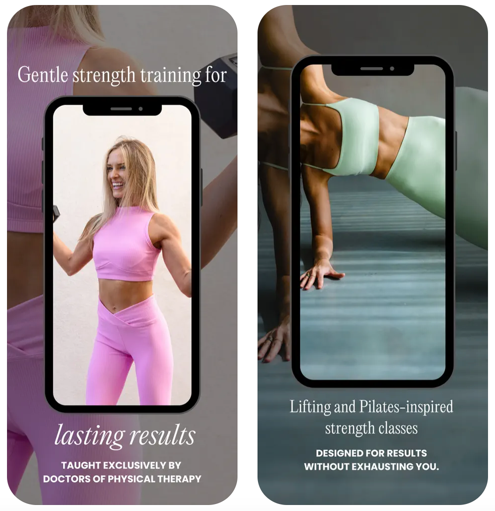 promotional content for a fitness program featuring strength training classes
