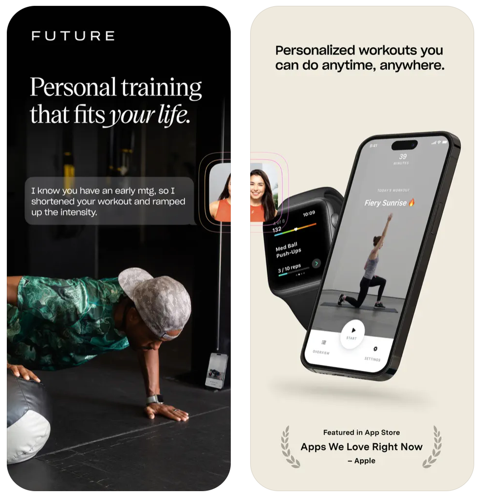 promotional content for a personal training app featuring workout personalization and tracking