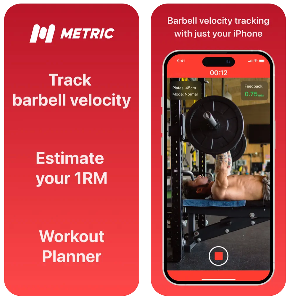app interface for tracking barbell velocity during workouts